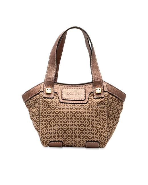 Loewe Brown Pre-Owned Anagram Canvas Tote