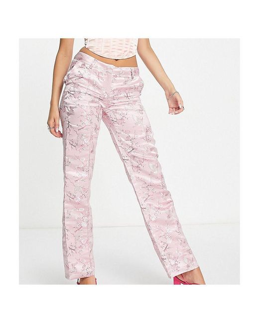 Reclaimed (vintage) Pink Inspired Jacquard Satin Trousers Co-Ord