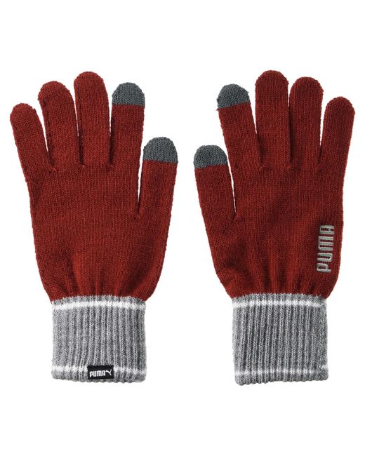 PUMA Red Herren/Damen Winterhandschuhe, Jerseyware /Grau Meliert)