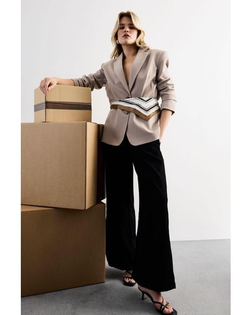 Warehouse Black Extreme High Waisted Wide Leg Pleated Tailored Trousers