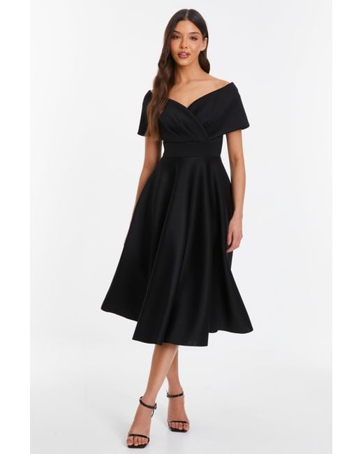 Quiz Black Bardot Skater Midi Dress