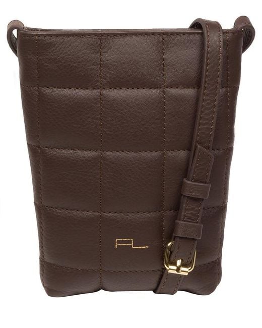 Pure Luxuries Brown 'Elouise' Hot Fudge Nappa Leather Cross Body Phone Bag