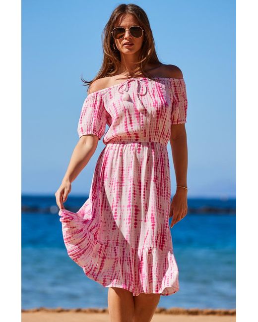 Sosandar Blue Tie Dye Tassel Detail Summer Dress