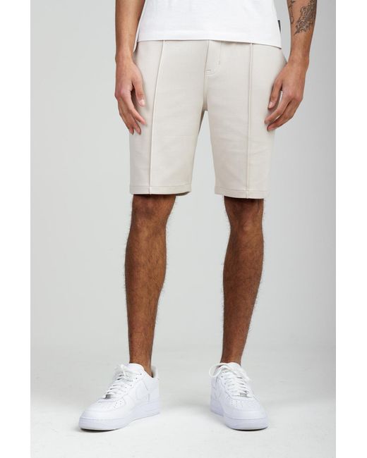 Nines White Soft Jersey Shorts With Middle Seam And Drawstring Waist for men