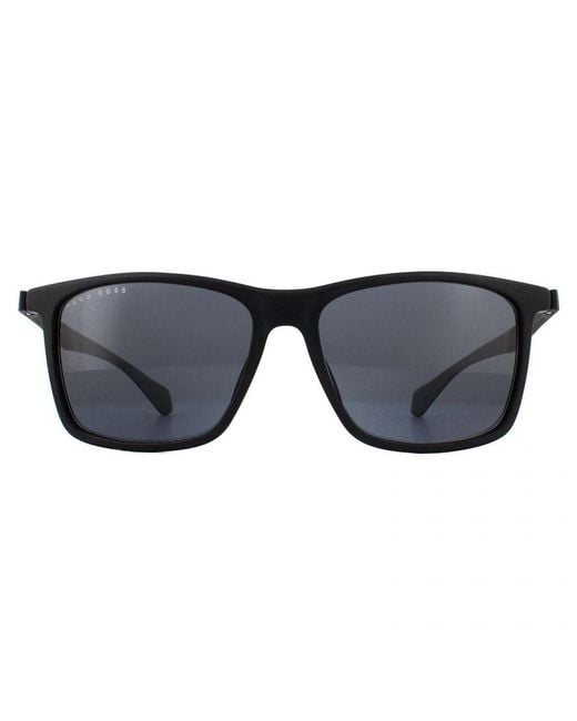 Boss Blue Rectangle Matte Sunglasses for men