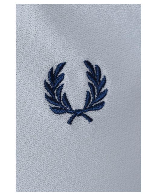 Fred Perry Blue Crepe Pique Zip Neck Polo Shirt Light Ice for men