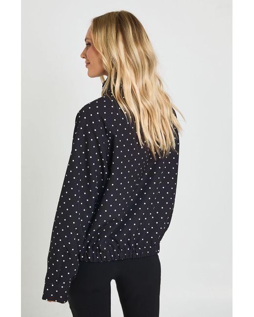 Boohoo Blue Petite Polka Dot Funnel Neck Jacket