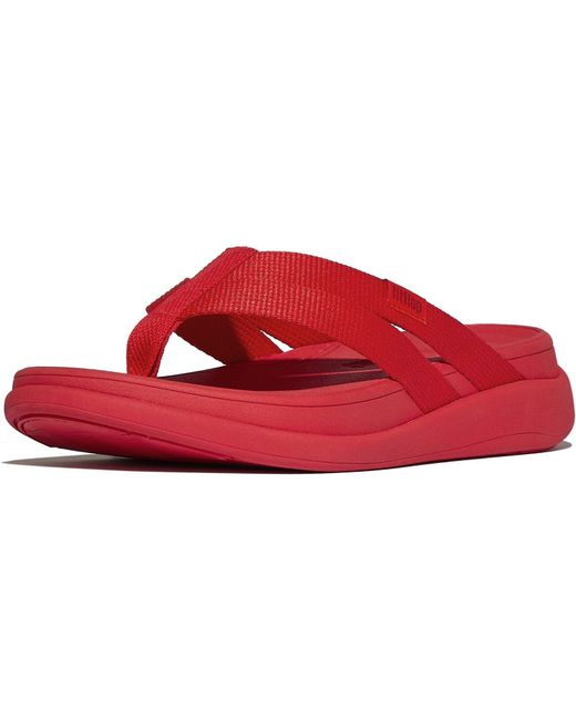 Fitflop Red F-Mode Go Polyester Flip Flops