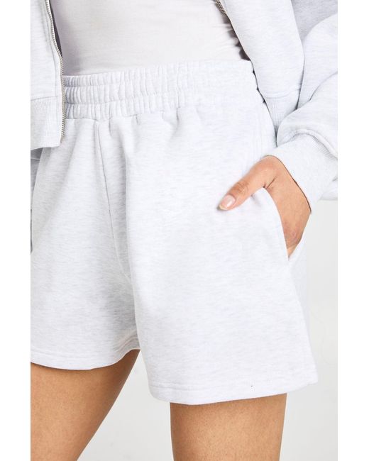 Boohoo White Tall High Waist Sweatshort With Internal Drawcord