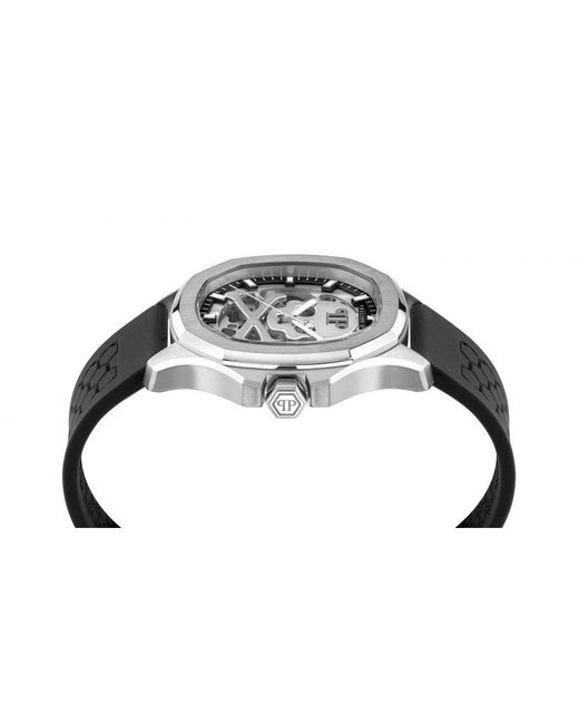Philipp Plein Gray Keleton $Pectre Watch Pwraa0123 Silicone for men