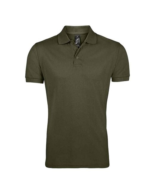 Sol's Green Prime Pique Plain Short Sleeve Polo Shirt (Army) for men