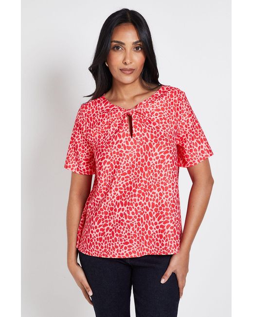 Wallis Red Petite Animal Woven Twist Blouse
