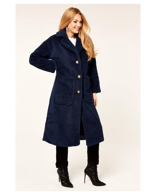 Gini London Blue Longline Teddy Coat