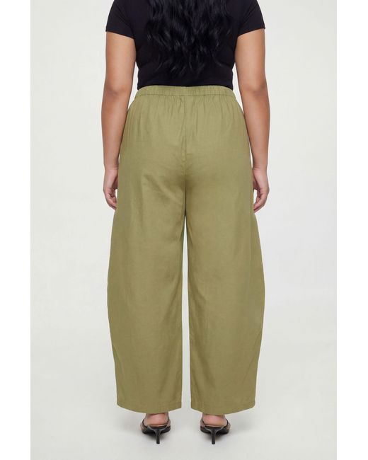 Boohoo Green Plus Poplin Elasticated Waistband Barrel Trouser