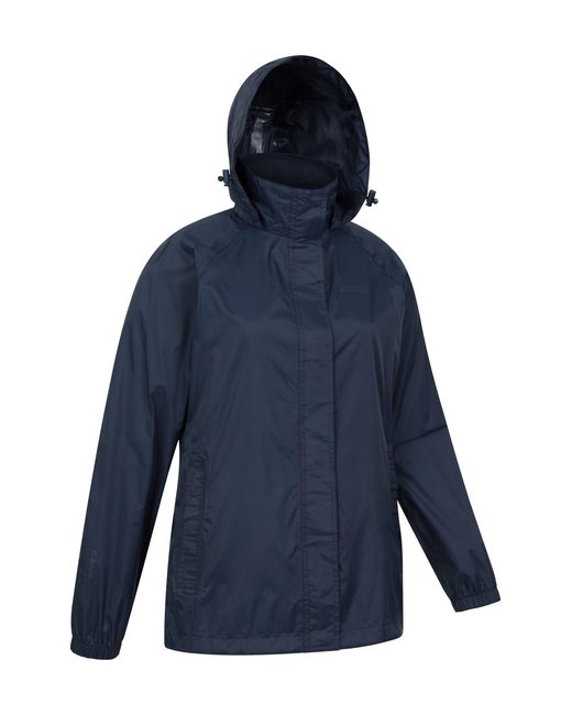 Mountain Warehouse Blue 'Pakka' Packable Jacket Waterproof Breathable Adjustable Hood Rain Coat Polyamide