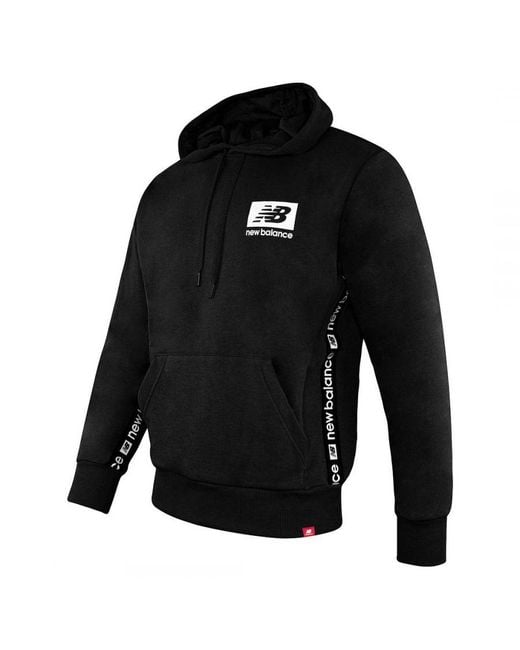 New Balance Black Long Sleeve Pullover Essentials Id Hoodie Mt13516 Bk Cotton for men