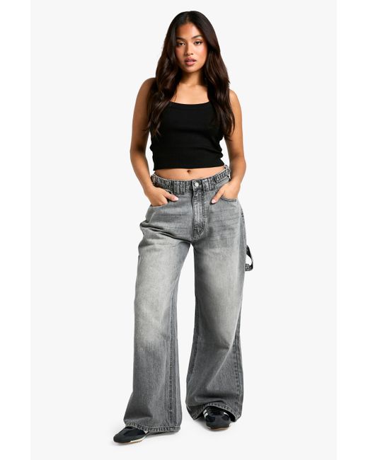 Boohoo Gray The Petite Carpenter Jean