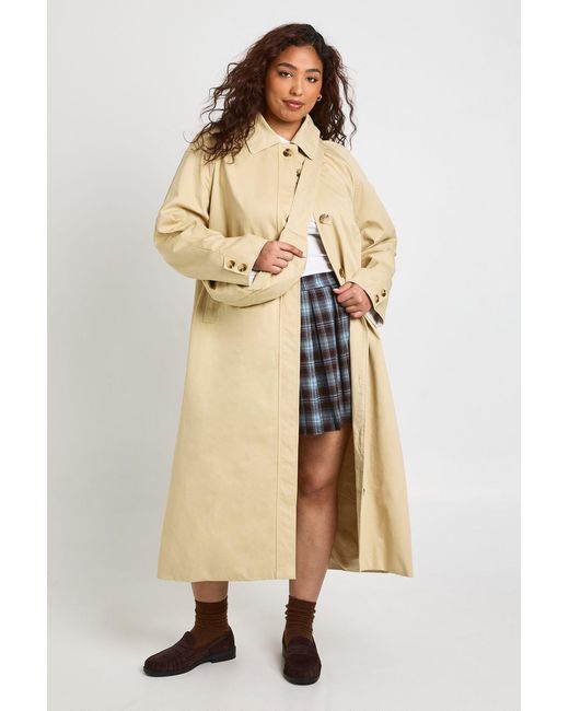 Boohoo Natural Plus Longline Trench Coat With Matching Bag