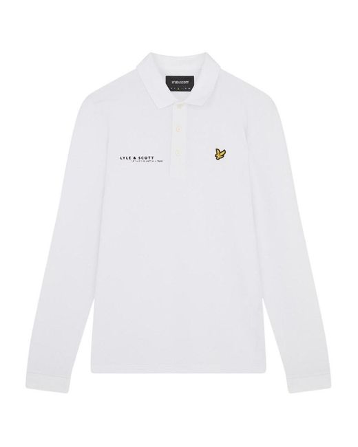 Lyle & Scott White Co-Ordinate Print Logo Long Sleeved Polo Shirt for men