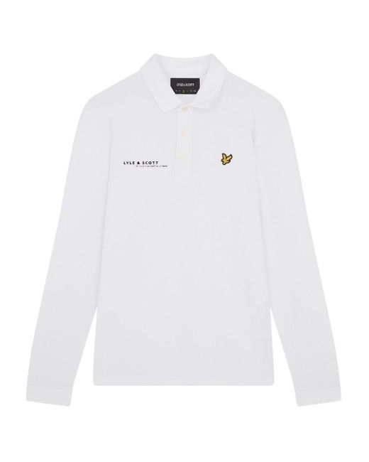 Lyle & Scott White Co-Ordinate Print Logo Long Sleeved Polo Shirt for men