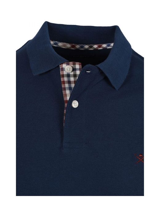 Hackett Blue Woven Trim Polo Shirt Dark Denim for men