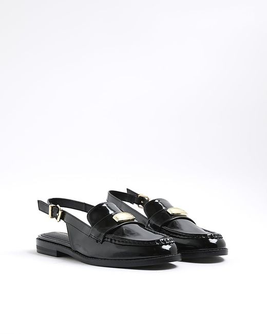 River Island Black Slingback Loafers Flat Pu