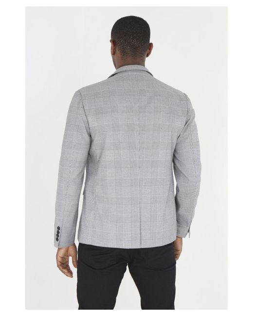 Brave Soul Gray 'Kerrington' Single-Breasted Check Blazer for men