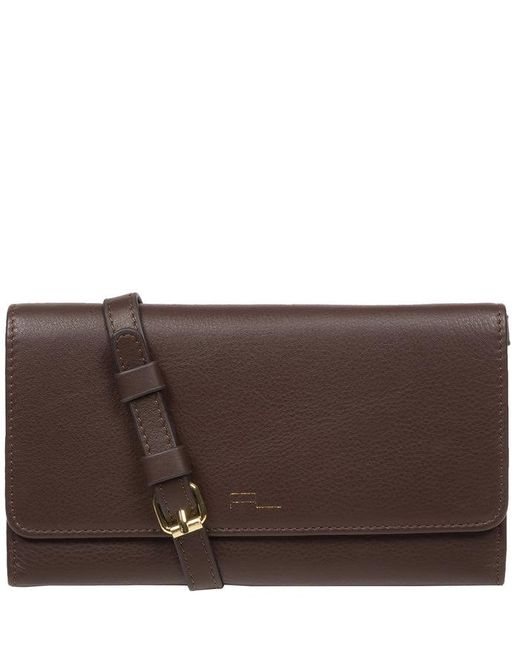 Pure Luxuries Brown 'Saffron' Hot Fudge Nappa Leather Cross Body Clutch Bag