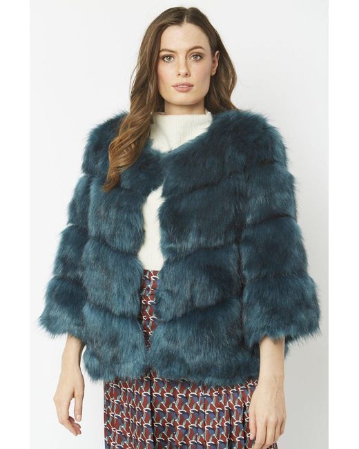 Jayley Blue Luxury Multi Faux Fur Jacket