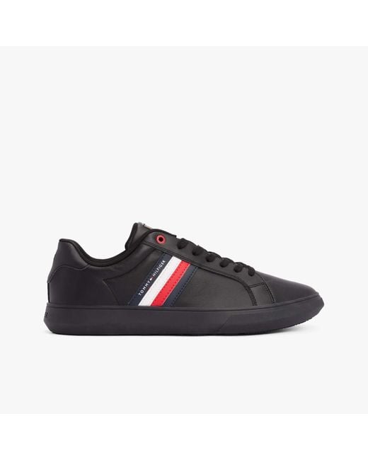 Tommy Hilfiger Black Essential Leather Cupsole Trainers for men
