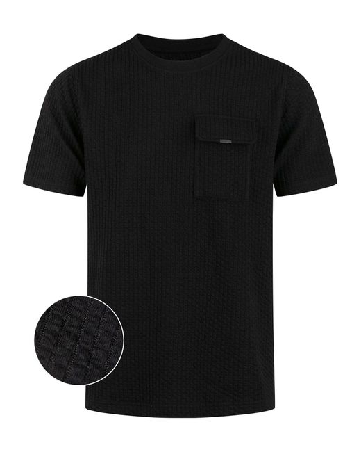 Luke 1977 Black Waffle Down Regular Fit T-Shirt for men