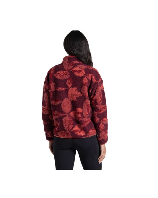 Craghoppers Red Ladies Catalina Leaf Print Fleece Jacket (Sumac)
