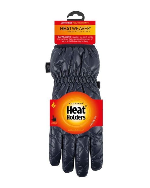 Heat Holders Blue Bryce Quilted Waterproof Wind Resistant Gloves
