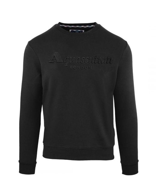 Aquascutum Black Embossed Brand Logo Sweatshirt for men