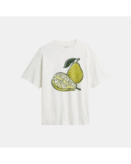 COACH White Pear Relaxed T-Shirt for men