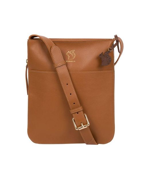 Pure Luxuries Brown 'Lautner' Saddle Vegetable-Tanned Leather Cross Body Bag