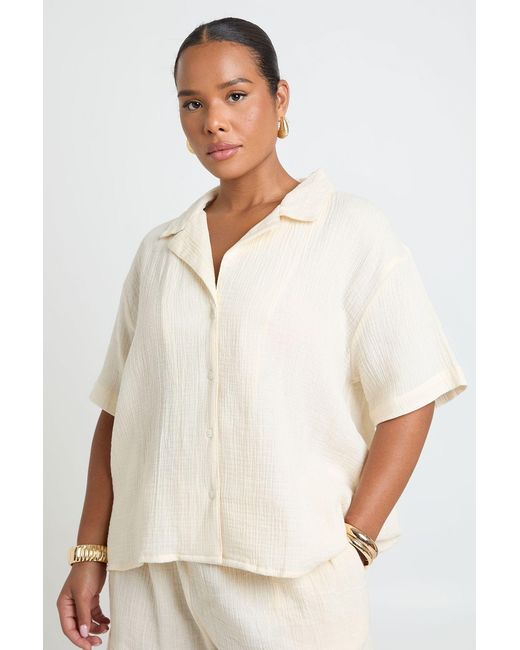 Boohoo White Plus Cheesecloth Oversized Shirt