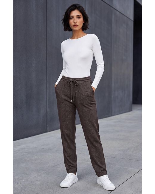 Roman Gray Petite Abstract Stretch Trousers