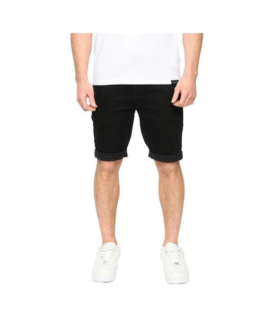 Crosshatch Black Youlgreeve Denim Belted Shorts Wash) for men