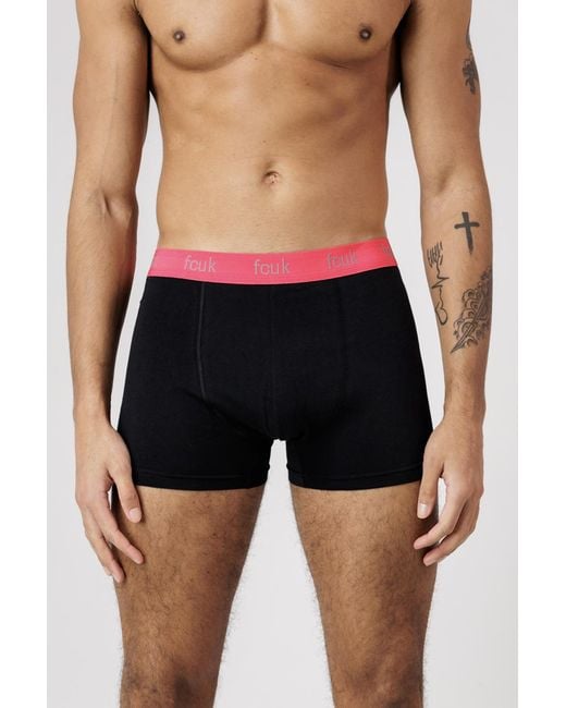 French Connection Black 5 Pack Fcuk Cotton Stretch Boxers for men