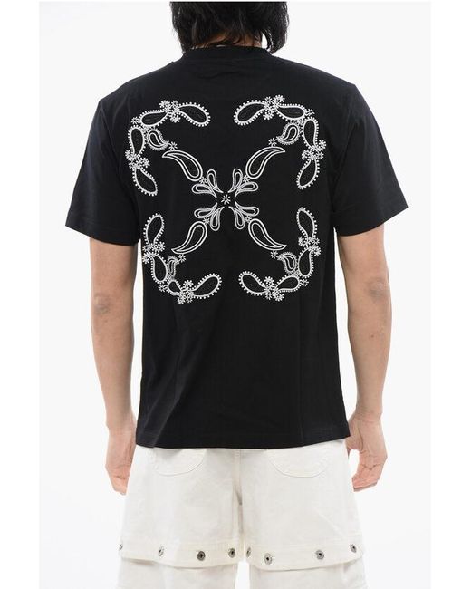 Off-White c/o Virgil Abloh Black Slim-Fit Bandana Embroidered T-Shirt for men