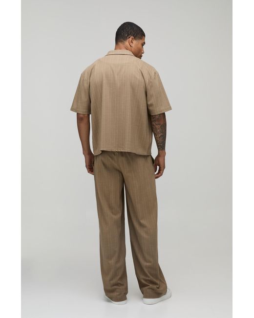 BoohooMAN Gray Checked Oversized Boxy Shirt & Baggy Trouser Set for men