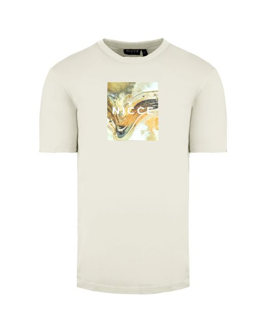 Nicce London Natural Round Neck Short Sleeve Aerial Box T-Shirt 211 1 09 12 0343 Cotton for men