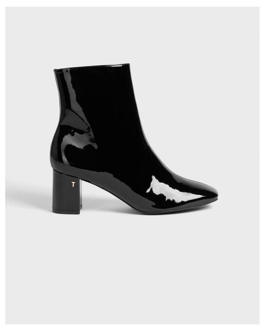 Ted Baker Black Nyomie Patent Block Heel Ankle Boot