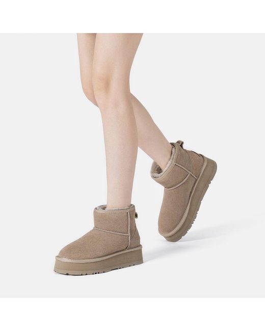 EverAu Australia Brown Ever Au Dusky Leather Platform Short Boots