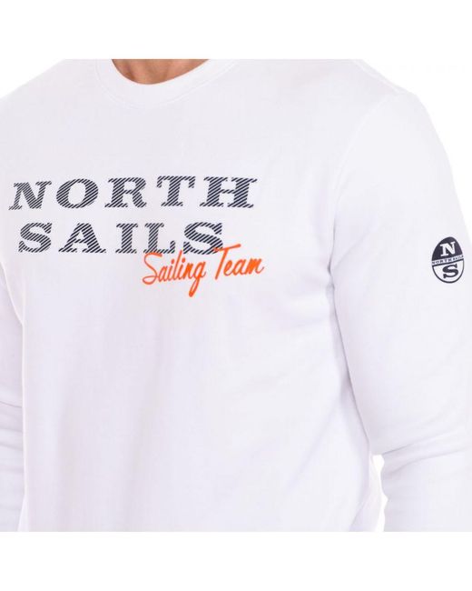 North Sails White Long-Sleeved Crew-Neck Sweatshirt 9022970 for men