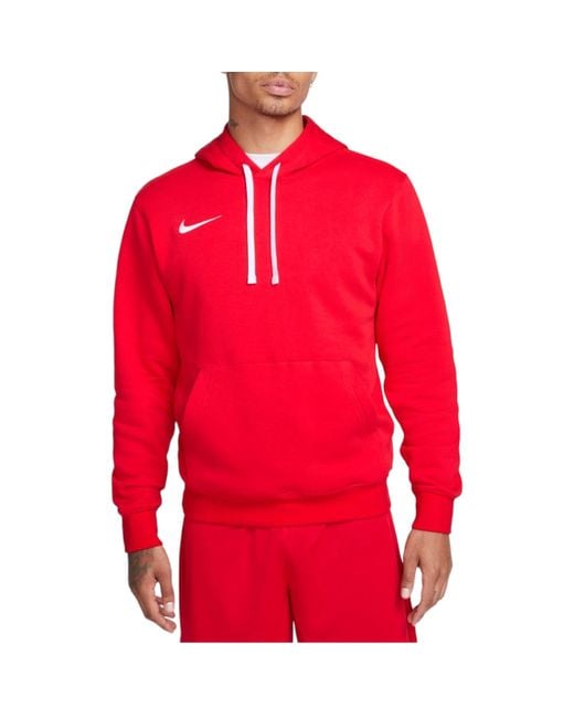 Nike Red Fleece Hoodie Long Sleeve Swoosh Pullover Soccer Hoody for men