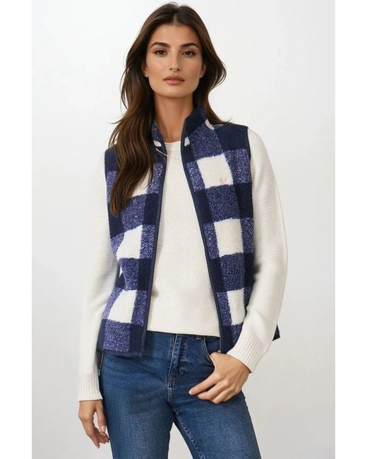 Crew Blue Boucle Checked Gilet