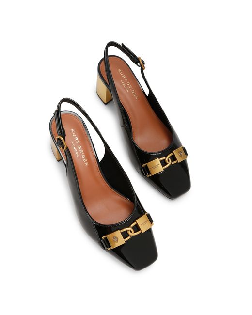Kurt Geiger Black Patent Leather Kingsley Block Heel Heels