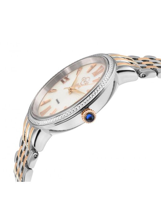 Gevril Gray Gv2 Genoa 12535 Swiss Quartz Mother Of Pearl Diamond Two-Tone Stainless Steel Watch
